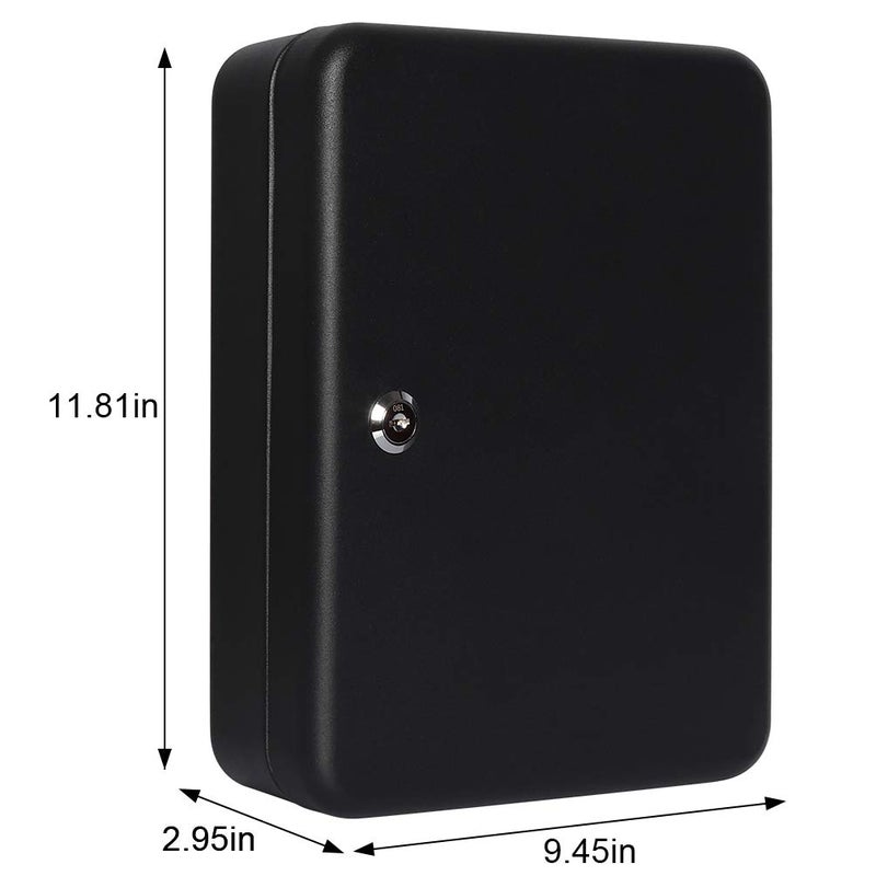 Jssmst Key Lock Box Wall Mount Security Key Storage Box, Locking Key Cabinet Wall Mount with 48 Key Hooks & Tags Key Labels, 11.81 x 9.45 x 2.95 inches, Black Matt - Image 2